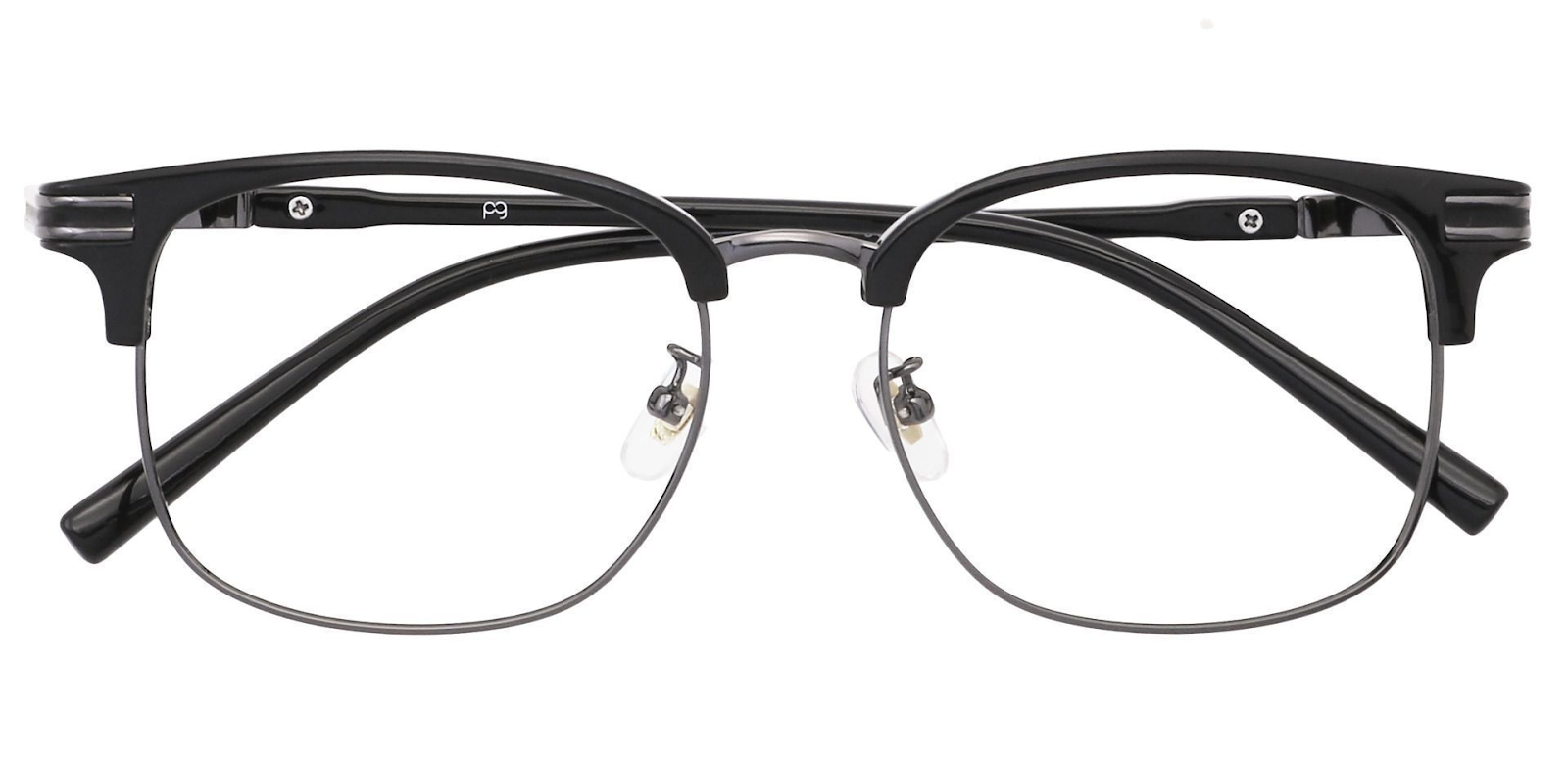 A pair of glasses with black Cafe Browline frames.