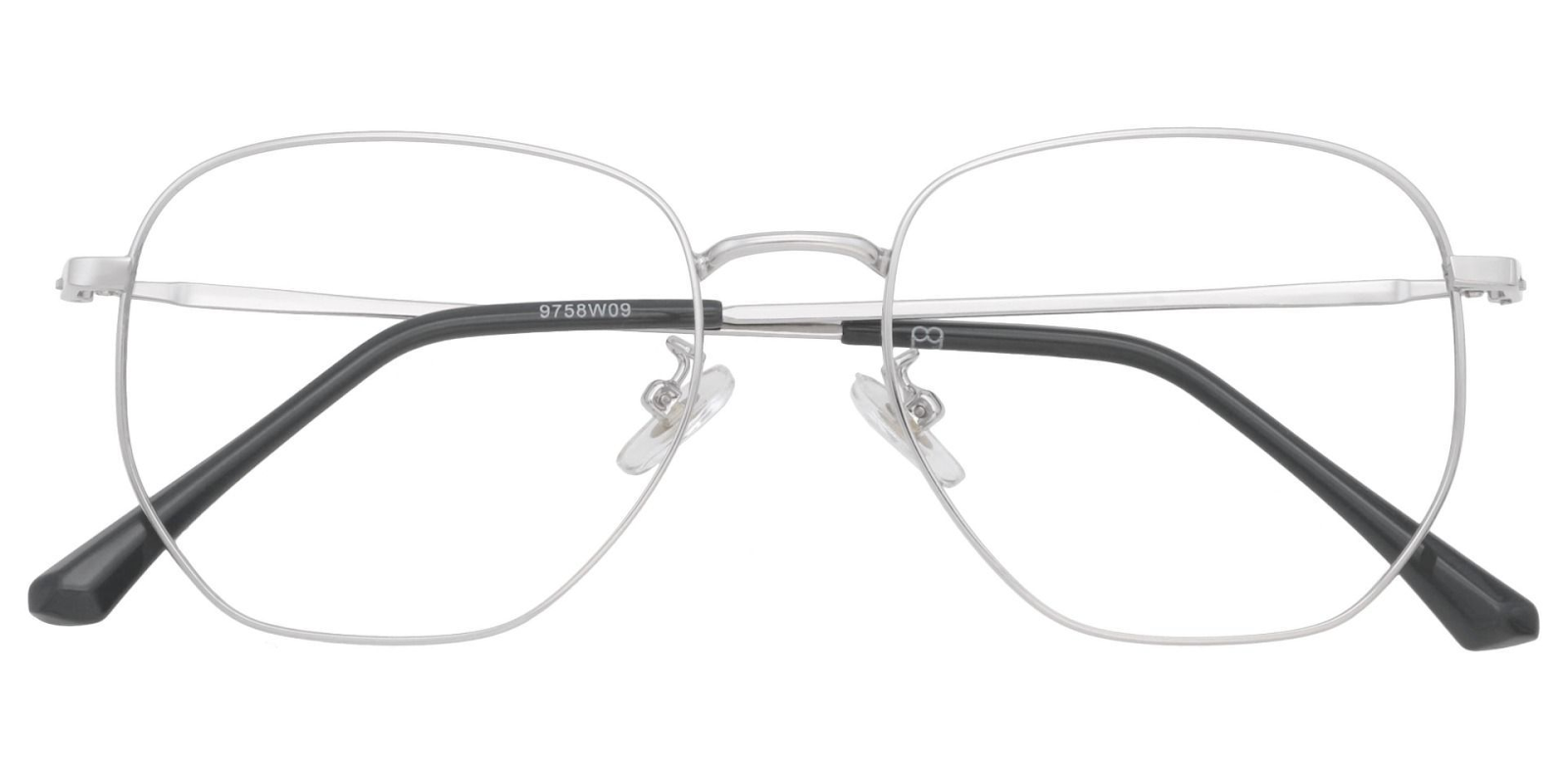 A pair of glasses with slightly hexagonal-shaped frames.