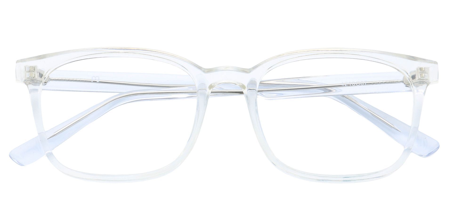 A pair of glasses with clear Windsor Oval frames.
