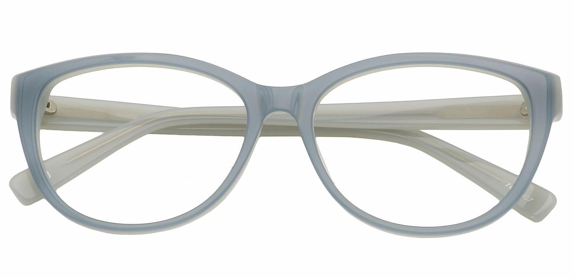 A pair of glasses with blue-toned Sera Oversized frames.